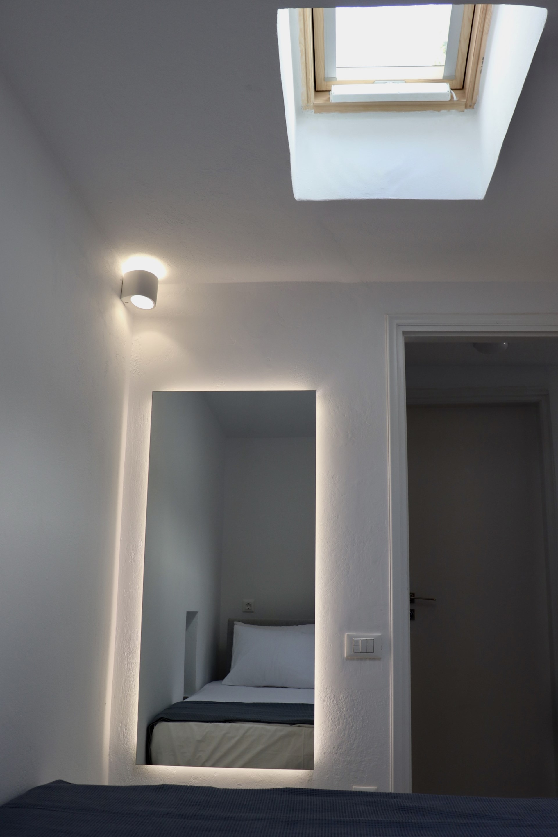 Bedroom detail with staircase view