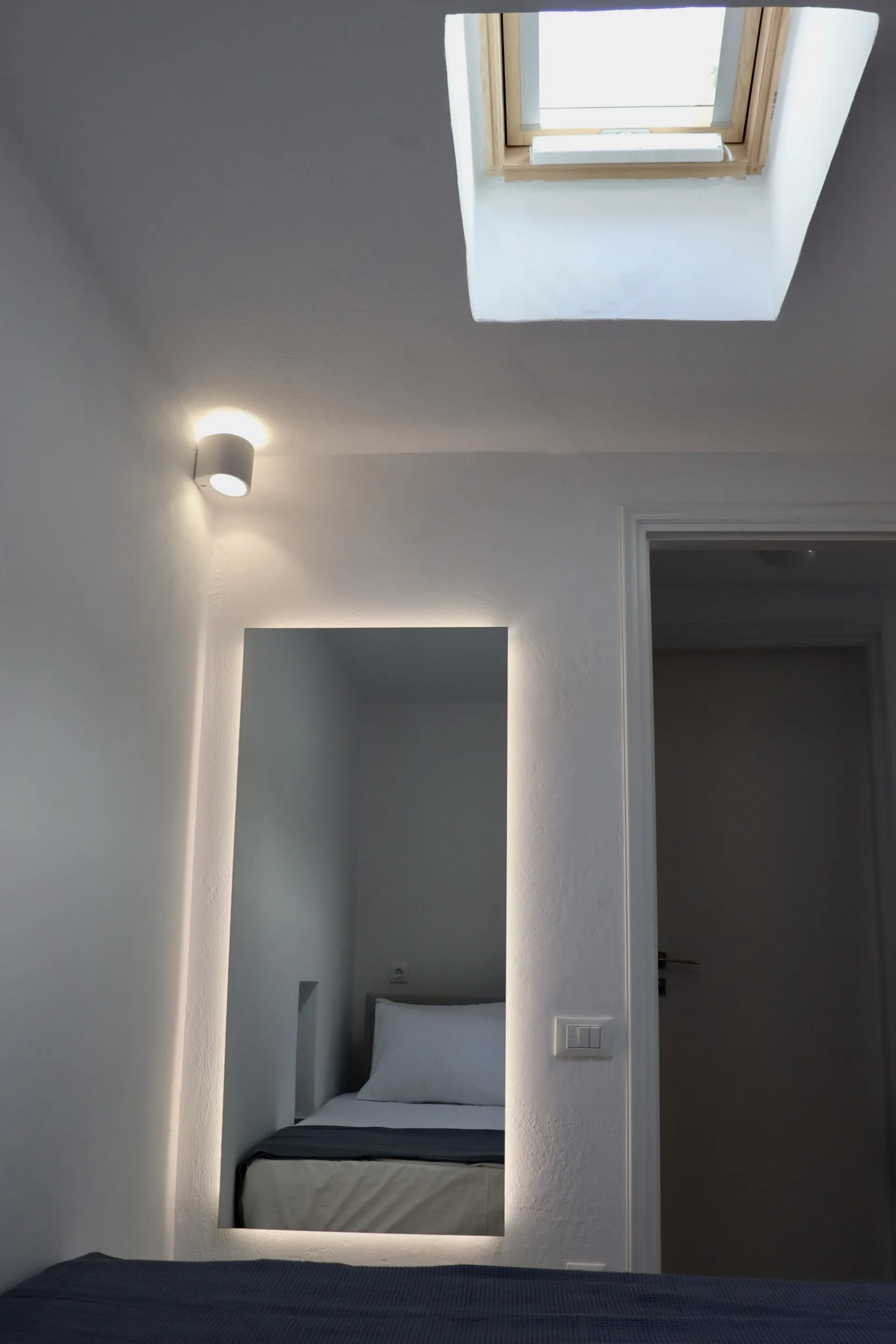 Bedroom detail with staircase view